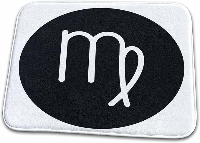 3dRose Bathroom Bath Rug Mat - Virgo, Picture of Horoscope Sign Virgo on Black and White Background Xander Horoscope Images