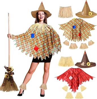 Set De Accesorios De Espantapájaros Para Halloween – Diadema, Pulseras Y Collar De Poliéster, Ideal Para Fiestas Temáticas Y Disfraces