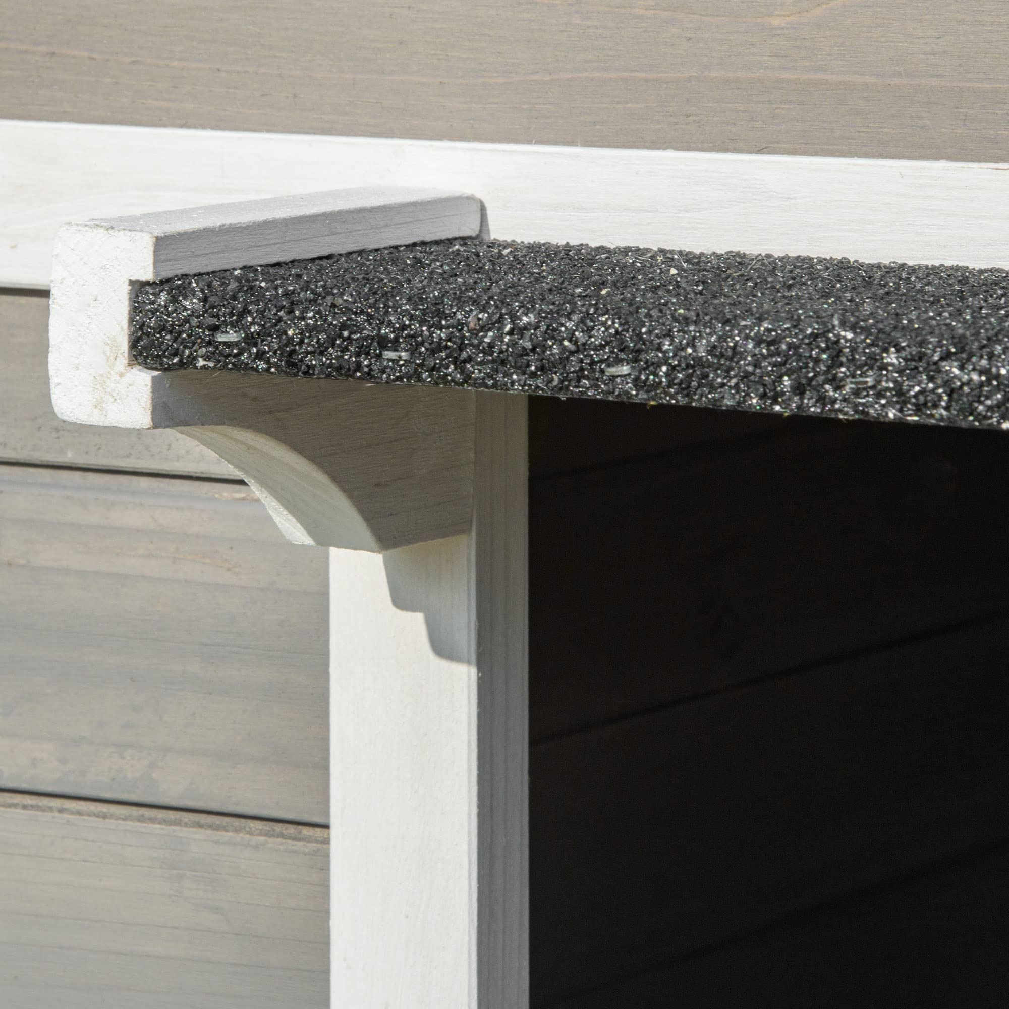 PawHut Maisonnette pour Chats Niche extérieure surélevé avec terrasse étanche en Bois, dim. 115L x 66,5l x 74,7H cm, Gris