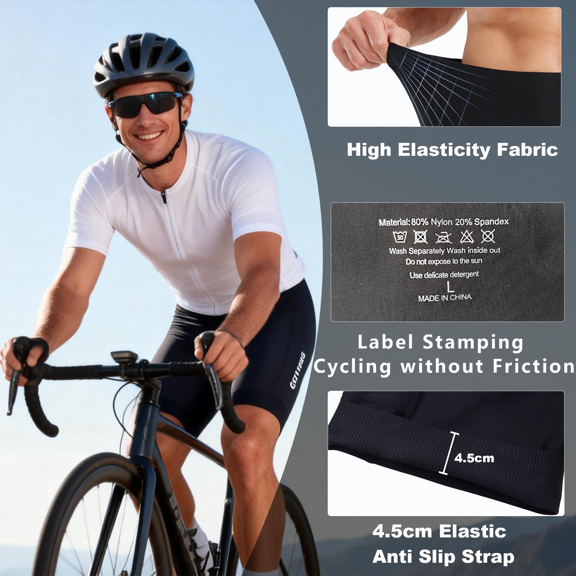 Pantaloncini Clismo Uomo 5D Imbottito MTB Pantaloni Bici con 3 Tasche Traspiranti Asciugatura Rapida