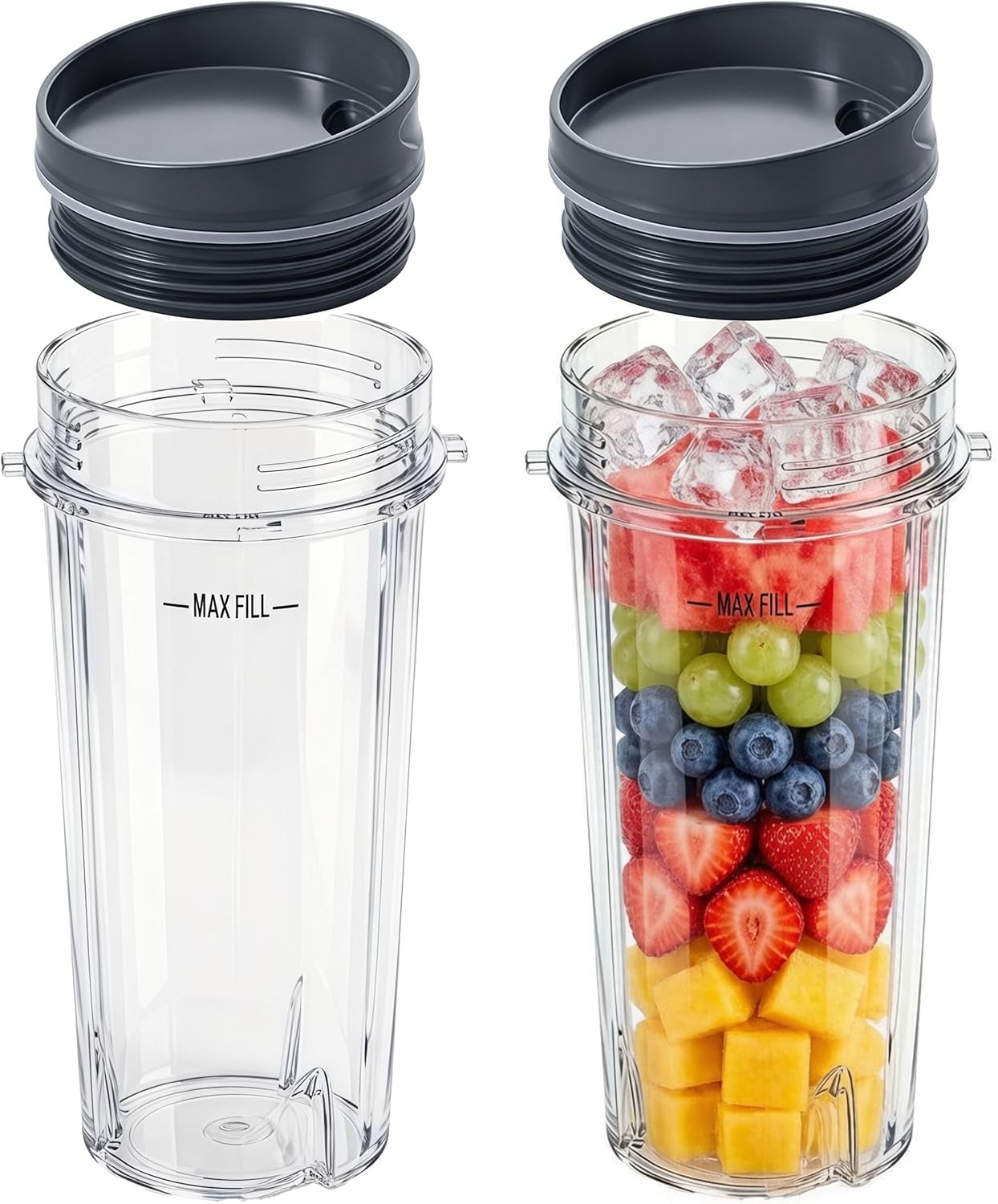 Repuesto de vaso de 16 oz para licuadora Ninja con tapa, compatible con BL770 BL780 BL660 (2 unidades)