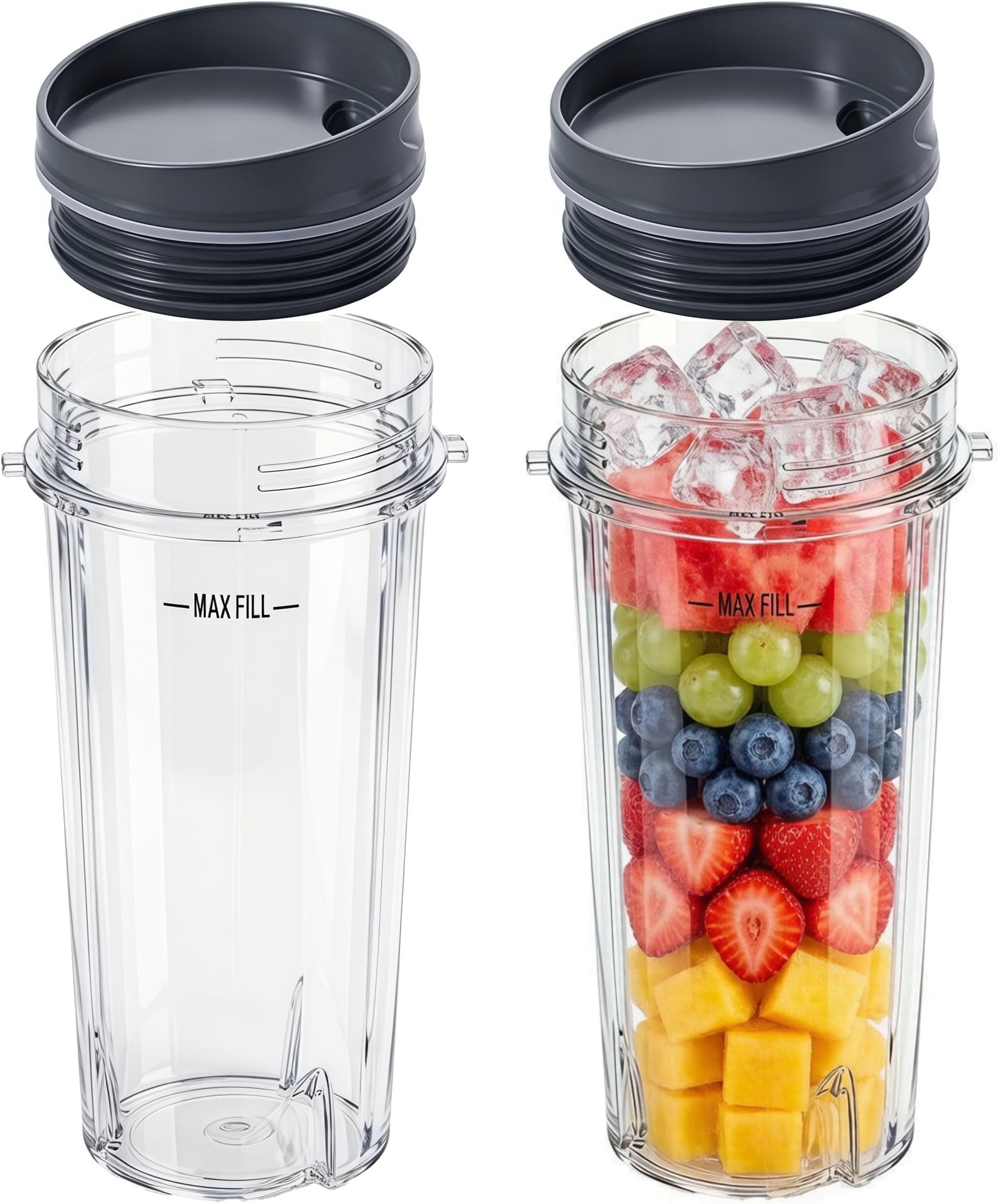 Replacement16oz Blender Cup for Ninja,Single Serve Blender Cup With Lids Set For BL770 BL780 BL660 BL740 BL810 Nutri Ninja Series Blenders (2-pack)