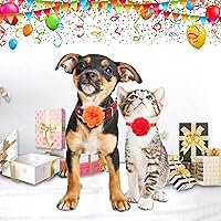 Vista 7 de 20 piezas de accesorios para collar de flores de perro, collares de flores multicolor para mascotas, 2 estilos de pajarita para perros de gasa suave