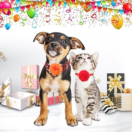 Miniatura 7 de 20 piezas de accesorios de collar de flores para perro, collares de flores multicolor para mascotas, 2 estilos de pajarita para perros de gasa suave