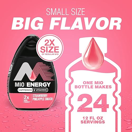 Miniatura 4 de MiO Energy Strawberry Pineapple Smash - Mezcla de bebida líquida con sabor natural con otros sabores naturales, con cafeína y vitaminas B con 2
