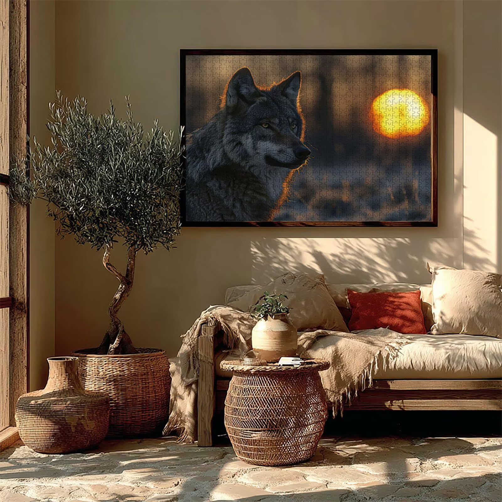 Puzzle Arte con Scatola Tramonto, Wolf Puzzle Legno 5000 Pezzi Adulti 156x105cm, Attività di Intrattenimento ad Alta Difficoltà, DIY Classici Gioco, Jigsaw Per Tutta La Famiglia, Estate Regalo, 4-3779