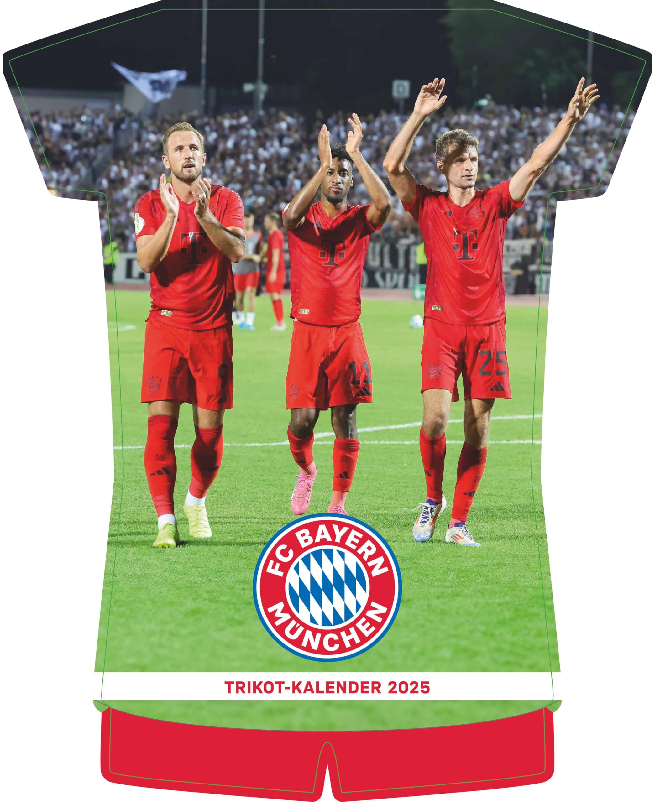 N NEUMANNVERLAGE Calendrier maillot du FC Bayern Munich 2025, 34,1 x 42 cm, calendrier de football avec motifs des stars, calendrier pour fans avec points forts de football, reliure à spirale et
