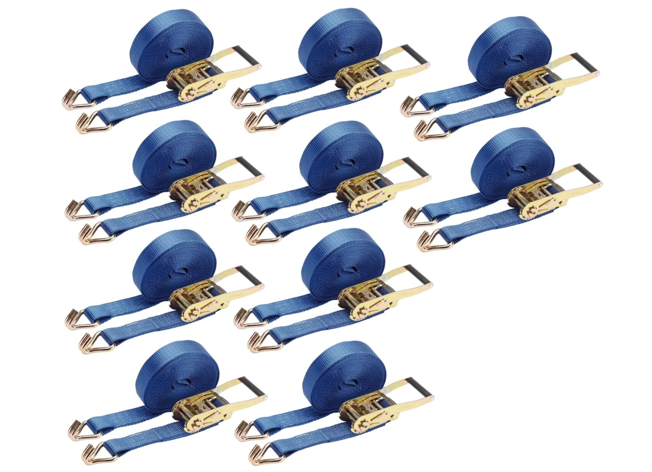 10x Spanngurt 5T 8m 50mm mit Ratsche & Haken Zurrgurt aus Polyester Blau Schnellspanngurt Auto LKW Anhänger Ratschenspanngurt