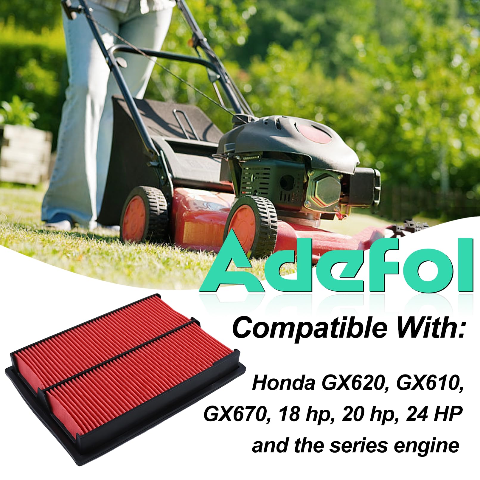 Filtro Aria con Prefiltro per Honda GX620 GX610 GX670 e Motore 18CV 20CV 24CV, ADEFOL Filtro dell'aria con Candela e Filtro Carburante Pezzi di Ricambio Accessorio Motore