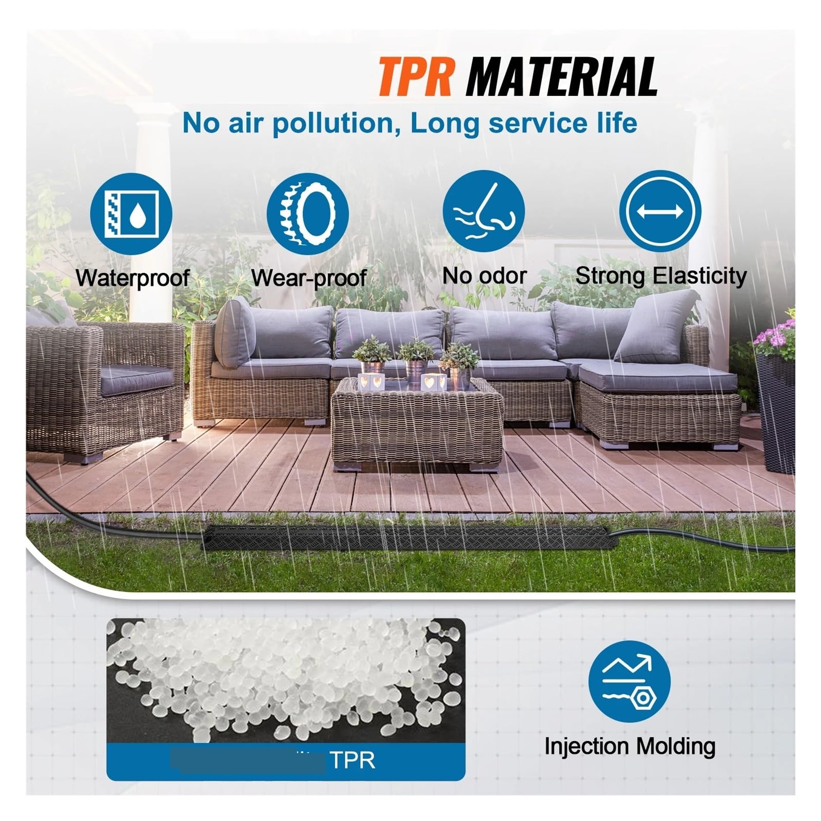 Rampa de Protección de Cable Rampa Protectora for Cables de TPR Resistente con Capacidad Carga 2000 LB/Eje for Uso en Interiores y Exteriores(Amount 1PC)