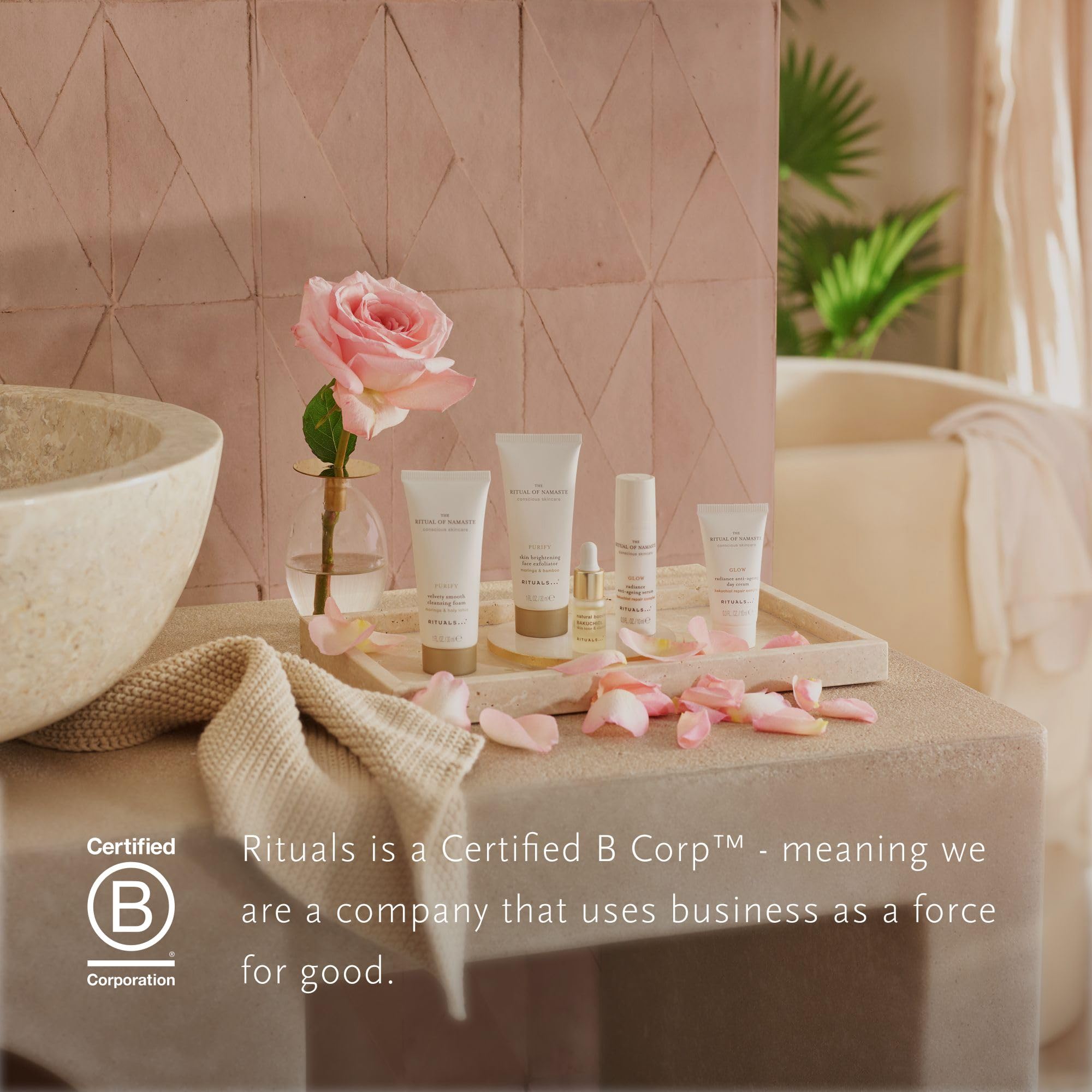RITUALS The Ritual of Namaste zestaw upominkowy zawierający 5 produktów do pielęgnacji twarzy z bakuchiolem i kwasem hialuronowym – naturalne składniki o właściwościach przeciwstarzeniowych