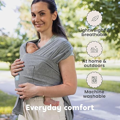 Miniatura 7 de CuddleCarry - Arnés de anillo para bebé pre-envuelto por CuddleBug - Envoltura ajustable y ligera para portabebés - Transporte frontal ergonómico