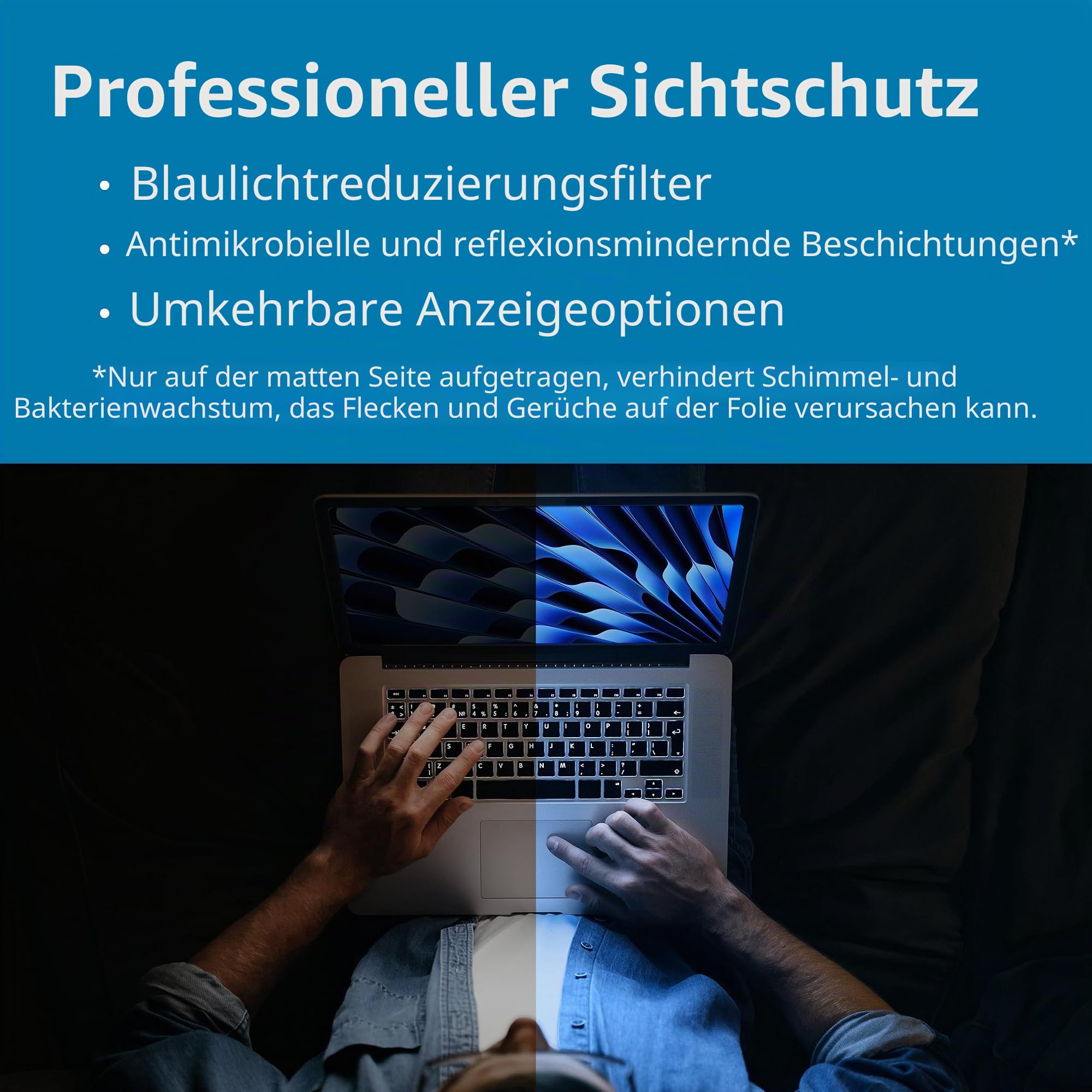 Kensington MagPro Elite Magnetische Sichtschutzfolie für MacBook Air 15" (M2, 2023), abnehmbare Blickschutzfolie mit Blaulichtreduzierung, exklusiv für MacBook Air 15" entwickelt (K58306WW)