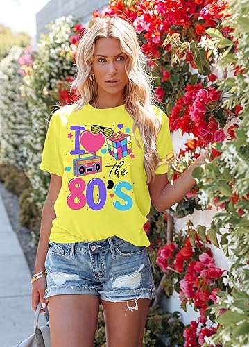 Miniatura 5 de 80's Shirts for Women 80s Neon Music Graphic T-Shirt Hip Hop 80S Party Outfits Girls I Love The 80's T-Shirt