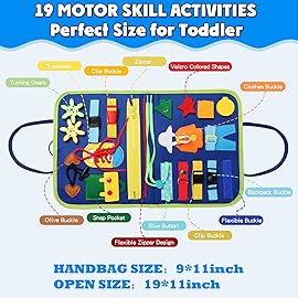 Guolely Busy Board Montessori Toy for 3-6 Year Old Toddlers - Educational Activity Developing Sensory Board for Fine Basic Dress Motor Skills - Travel Toys for Plane Car, Gift for Boys Girls