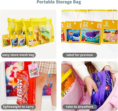 Miniatura 5 de TOI Rompecabezas nivelados para niños de 2.5 años en adelante, rompecabezas de aprendizaje preescolar, juego educativo de piezas grandes para niños