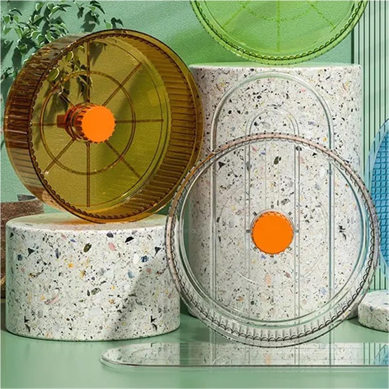 Soporte para hámster con ruedas extraíbles, lavables, altura ajustable, suministros para hámster, duraderos, fáciles de limpiar, artículos para mascotas (naranja, M)