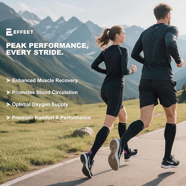 Effeet Bas de Contention Femme et Homme, 2 Paires Chaussettes de Contention Femme Rembourrées, Chaussettes de Compression pour Sport, Avion, Voyage, Grossesse, Travail - 2