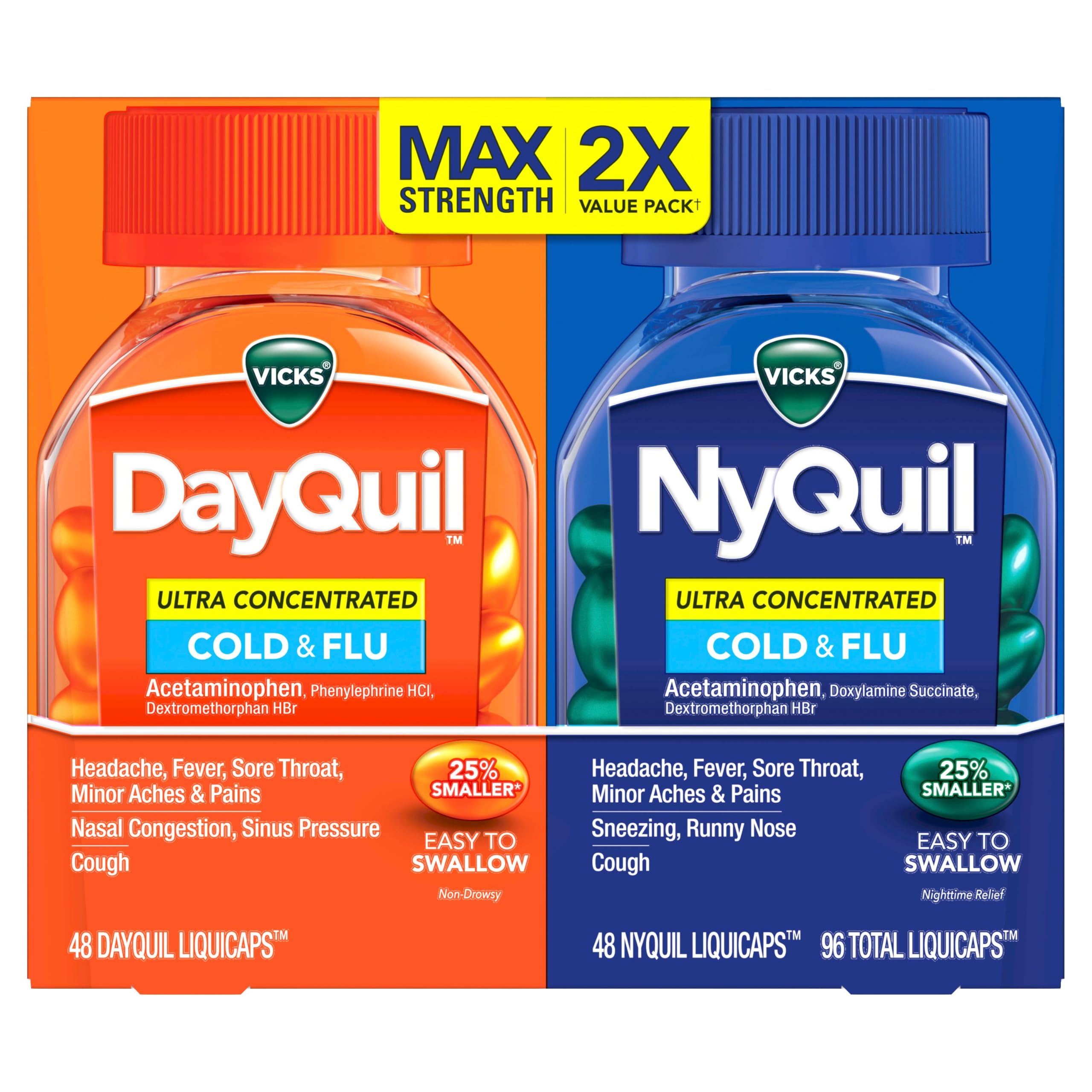 Vicks DayQuil & NyQuil Ultra Concentrated Liquicaps Co-Pack, 96ct — Amazon image 12