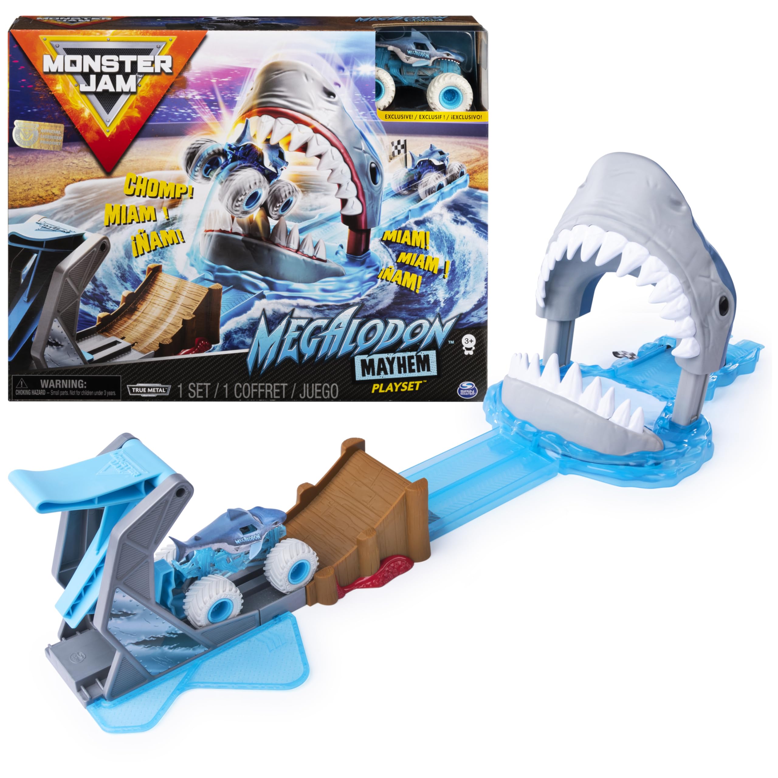 Monster Jam, Official Megalodon Mayhem Playset with Exclusive 1:64