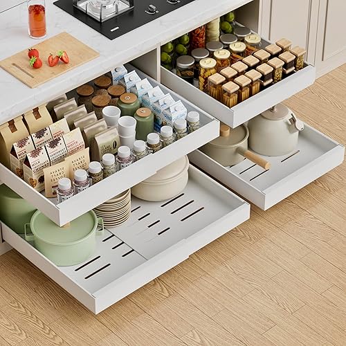 PAKETA 4 Pack Expandable Pull Out Cabinet Organizer, 21'' Deep