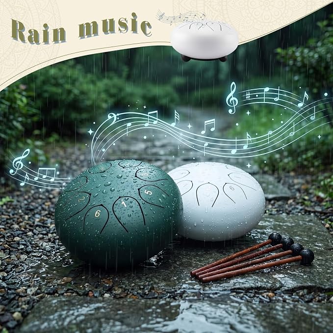 2 Pack Rain Drum 6 Inch 8 Notas Steel Tongue Drum miniatura 3