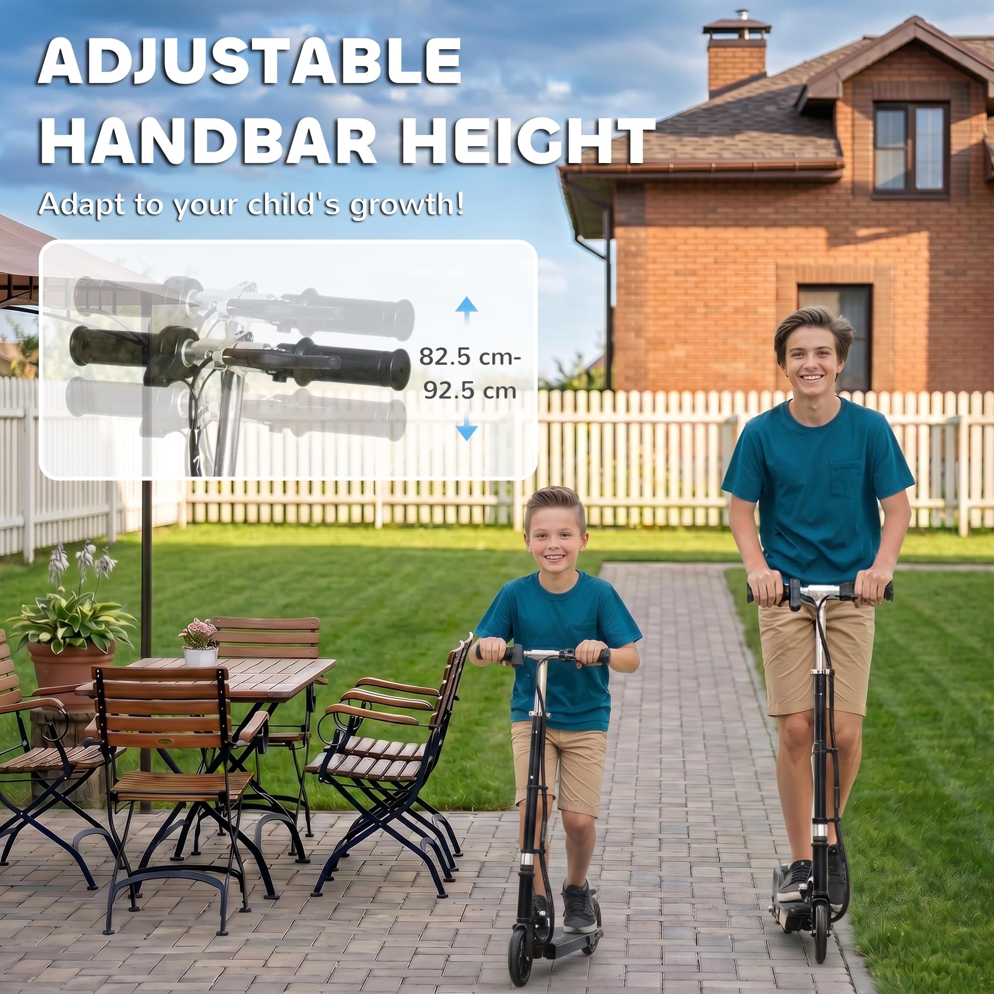 HOMCOM Monopattino Elettrico per Bambini Pieghevole 120W, Altezza Regolabile, Scooter per Bambini con Ruote in PU, Freno Posteriore, Velocità Max 12km/h e Portata 50kg, 7-14 Anni, 74x36x69-91 cm, Nero