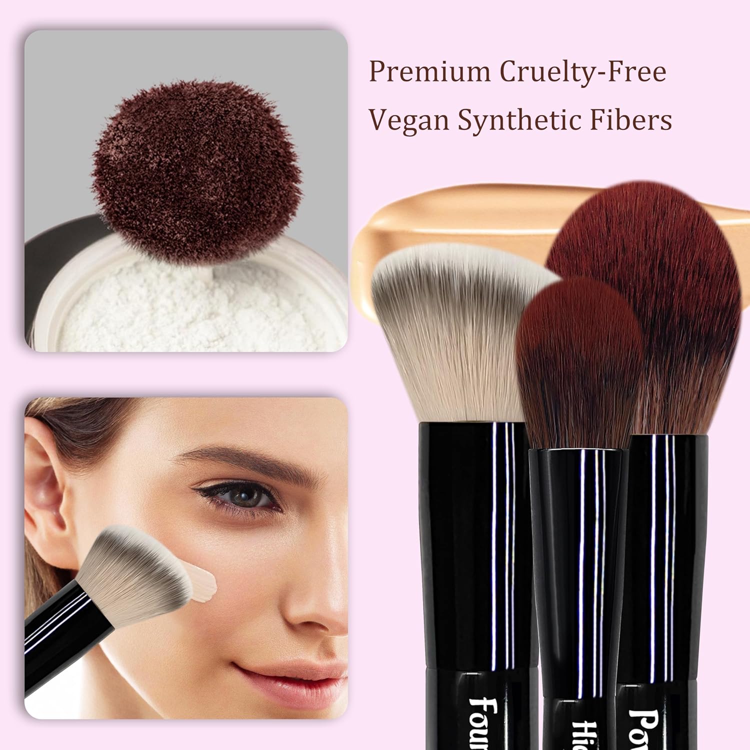 Jilier 14 pcs Mini Makeup Brushes and Pocket Mirror, Travel Makeup Brush Set, LED Compact Mirror with Light, Travel Size with Case, Portable for Handbag, Travel Essentials for Women