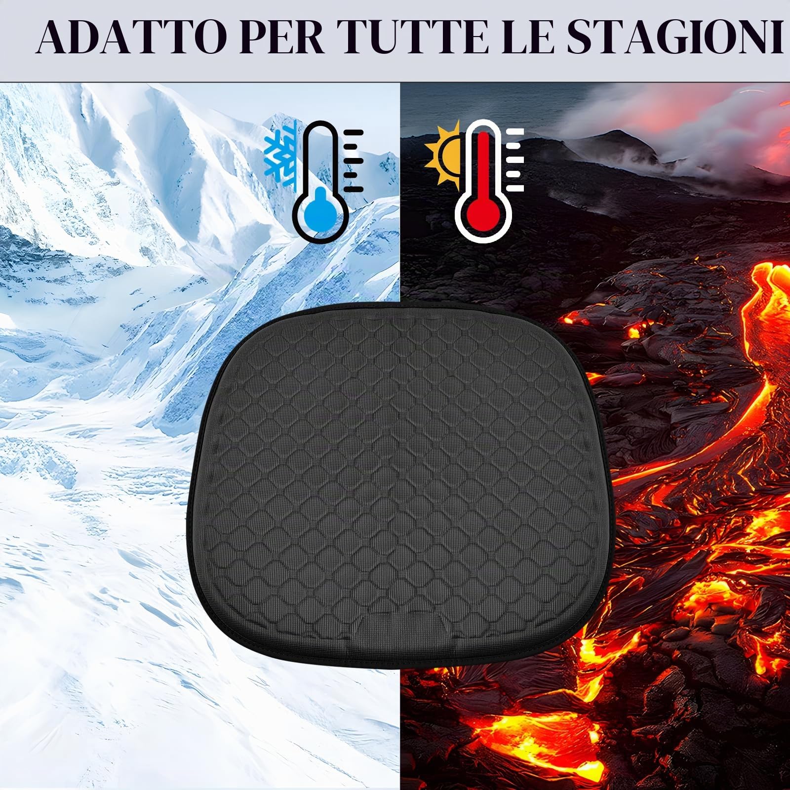 Cuscino in Gel per Sedia con Effetto Freddo 3D, Cuscino Traspirante a Nido d'Ape per Coccige e Lombare, per Auto Camion Ufficio Casa Sedia a Rotelle, 49 x 46 cm (Nero)