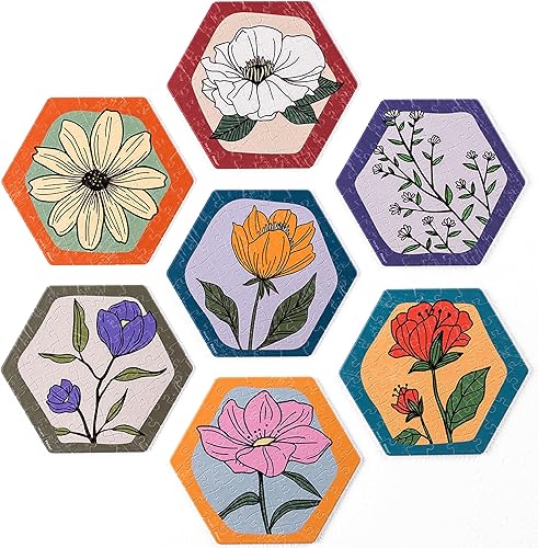 Pintoo Rompecabezas de azulejos de pared, juego de rompecabezas retro y moderno, serie jardín, siete de 56 piezas de azulejos de pared crean