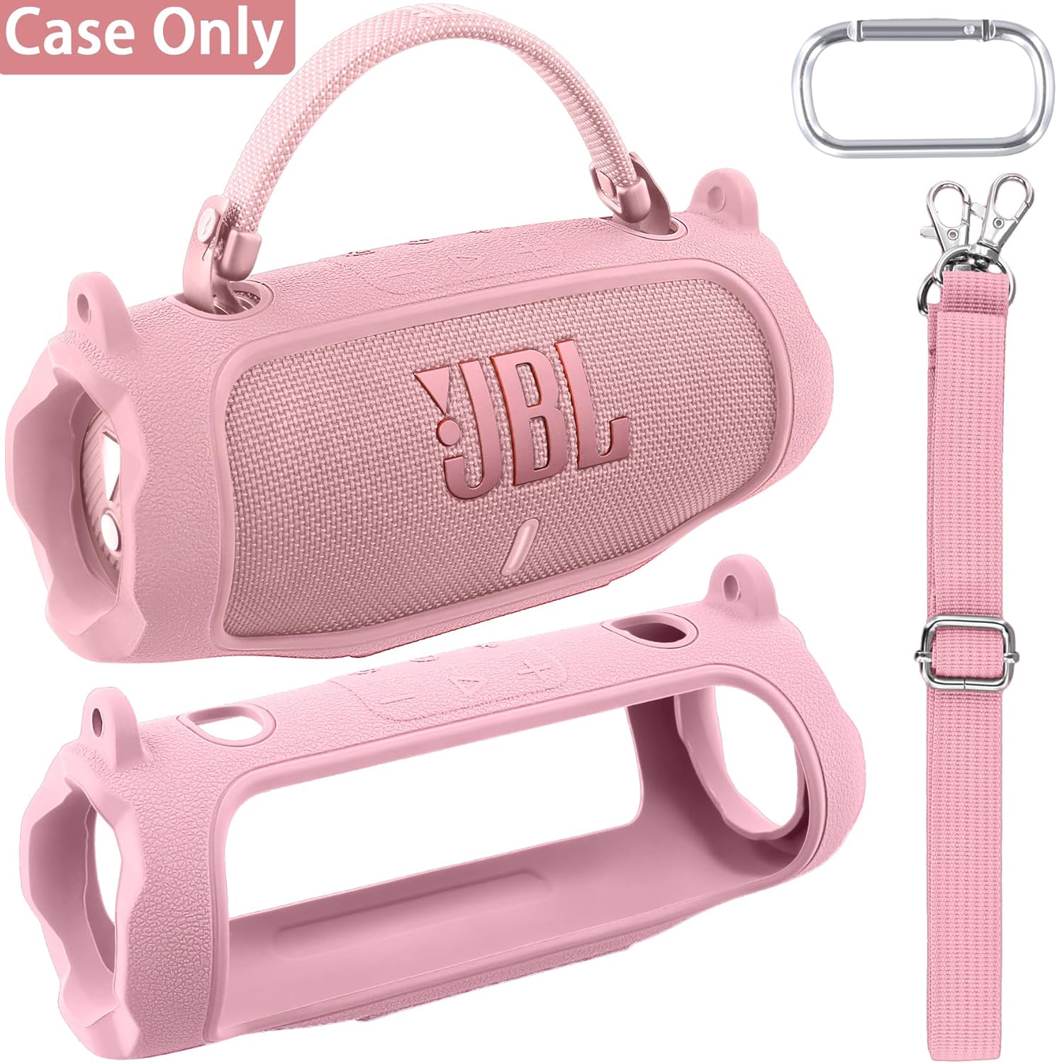 Aenllosi for JBL Charge 6 Wireless Bluetooth Speaker Silicone Cover Case with Adjustable Shoulder Strap,Pink (Case Only) - Image 7