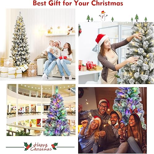 Miniatura 146 de Goplus Árbol de Navidad negro sin luz de 7.5 pies, árbol de Halloween artificial con 1258 puntas de rama, soporte de metal, árbol completo