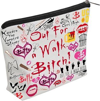 WZJHCL Buffy Inspired Makeup Pouch Bag Buffy Show Cosmetic Kit Bag Vampire Slayer Storage Pouch Bag Halloween Party Gift B