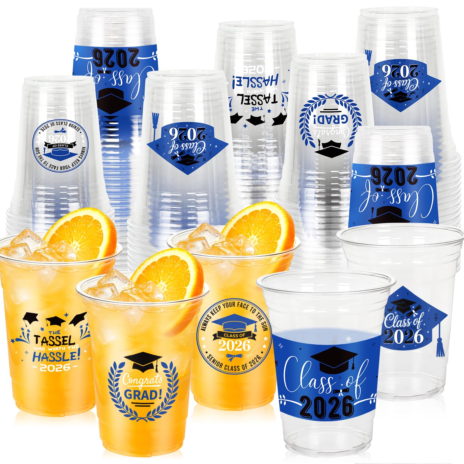 TLTSTE 100 Pack 16oz Blue Graduation Decorations Cups - tableware | Mubboo
