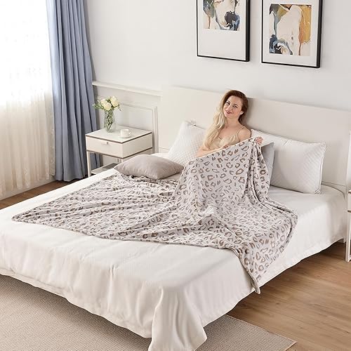 Miniatura 7 de SOCHOW - Manta Uragiri, de franela, vellón, ligera, muy suave y acogedora, de 50 x 60 pulgadas, con diseño de leopardo, en color café