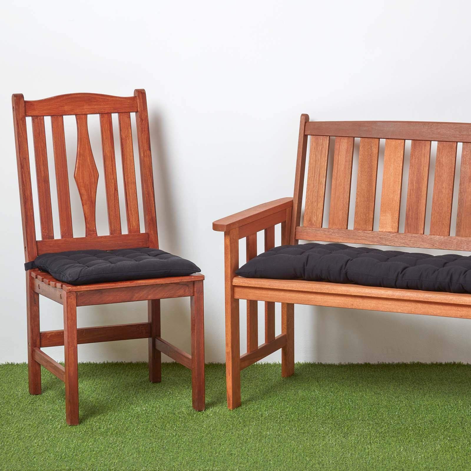 HOMESCAPES Coussin Pour Banc De Jardin 2 Places - 108 X 42 X 5 Cm Coton Noir - Matelas De Sol Et Banquette