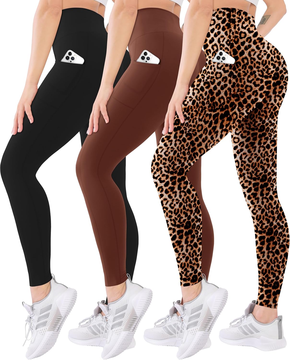 Blisset 3 Pack High Waisted Leggings for Women with Pockets Soft Active Tummy Control Pants for Yoga Running & Daily Wear