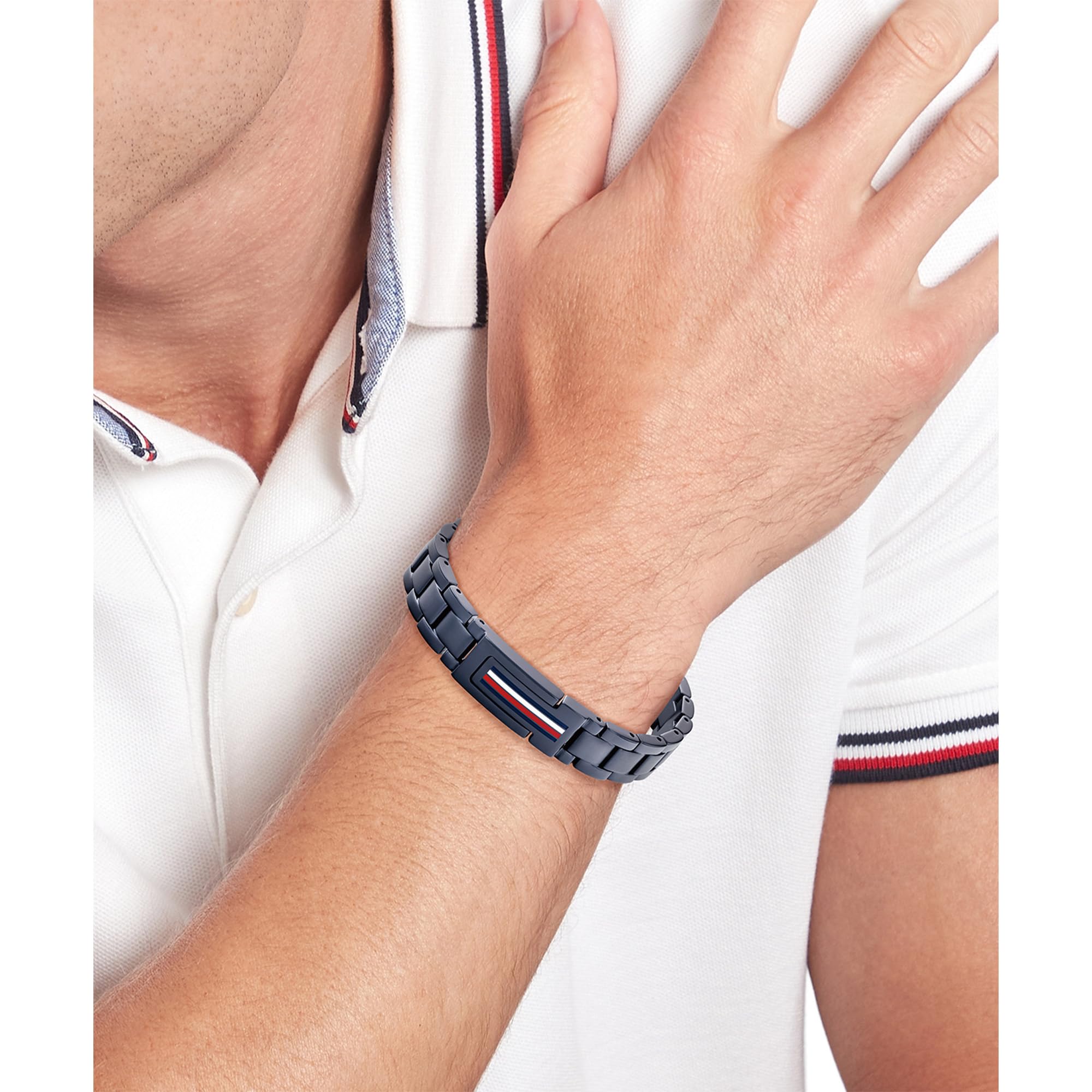 Tommy Hilfiger Biżuteria męska bransoletka ogniwowa ze stali nierdzewnej z niebieskim platerowaniem - 2790598, Jeden rozmiar, Stal nierdzewna, Bez kamieni szlachetnych
