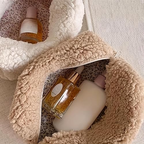 Miniatura 6 de Bolsa de maquillaje, bolsa de maquillaje esponjosa, bolsa de almacenamiento portátil con cremallera, mini bolsa de maquillaje pequeña de moda, bolsa