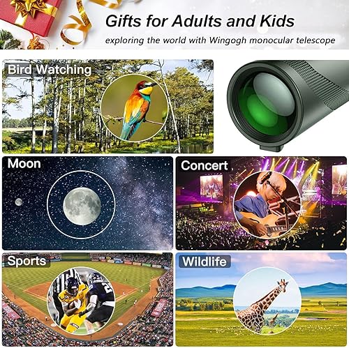 Miniatura 7 de Telescopio monocular monocular compacto HD de alta potencia de 80 x 100 pulgadas para adultos y niños alcance impermeable de visión nocturna con