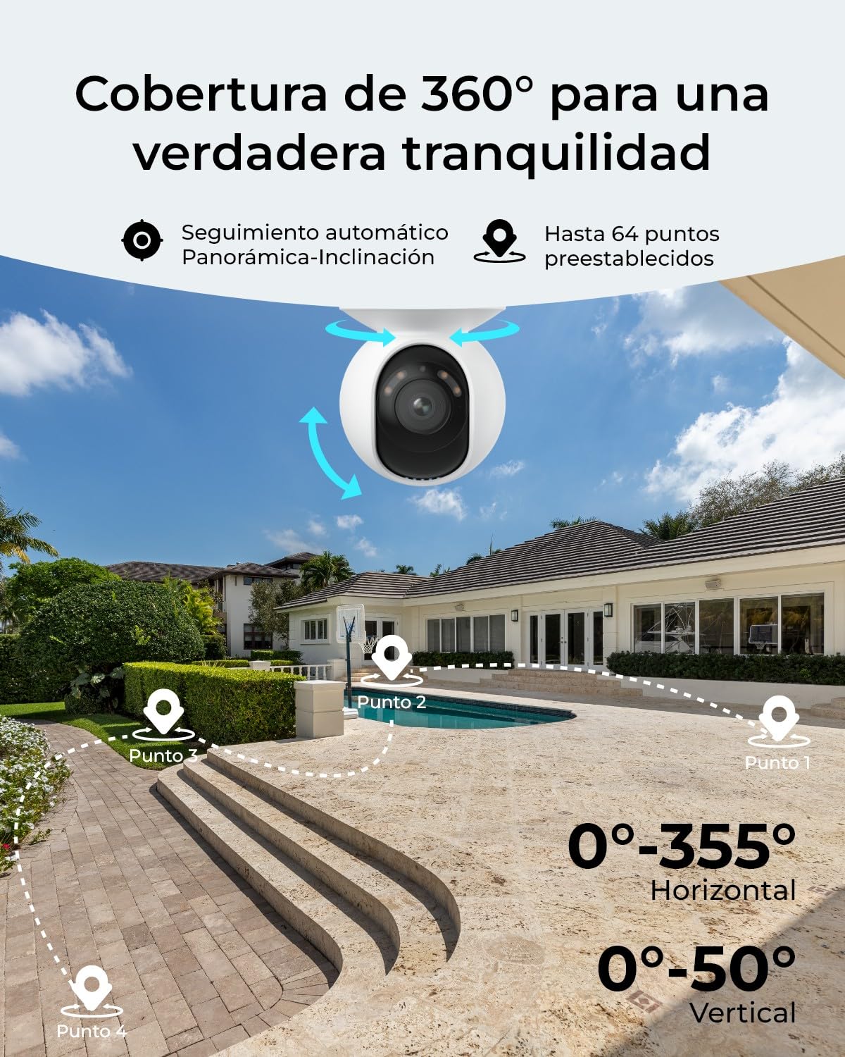 Reolink Cámara de Seguridad 4K PoE IP Exterior con visión Nocturna a Color, Pan 355° e Inc 50°, Autoseguimiento, Detección Inteligente, Audio bidireccional, Grabación 24/7, E1 Outdoor SE PoE | Visión Nocturna a Color, Pan 355° e Inc 50°, Autoseguimiento,