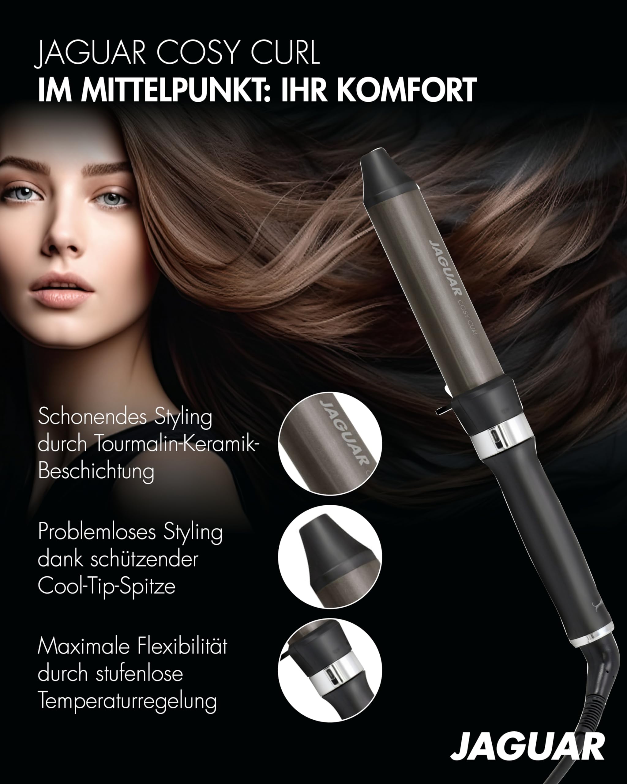 JAGUAR Lockenstab COSY CURL | Ovaler Curler | Keramik-Turmalin-Beschichtung