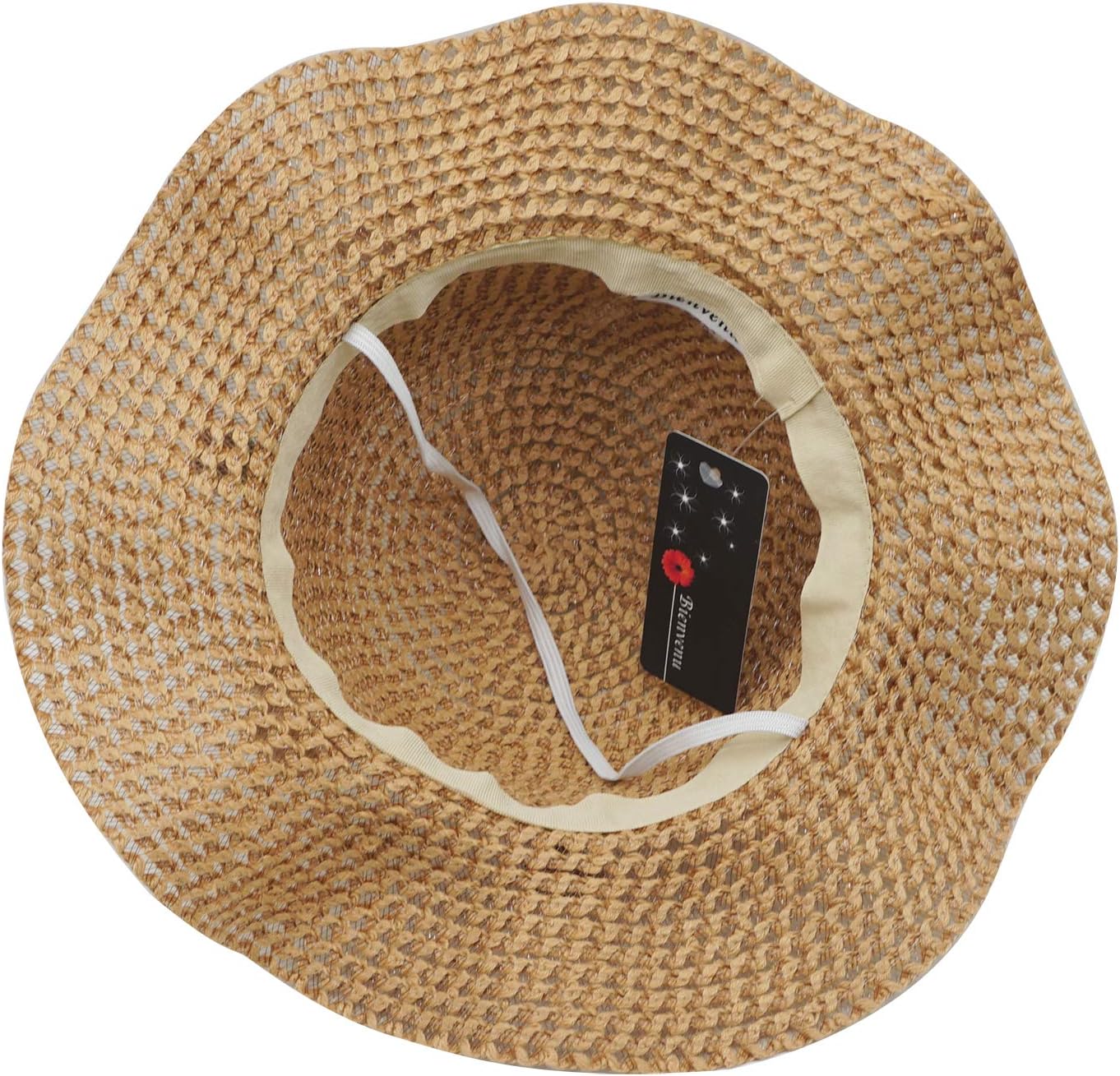 Bienvenu Girls Straw Hat Sun Hat Summer Beach Hat with Flowers