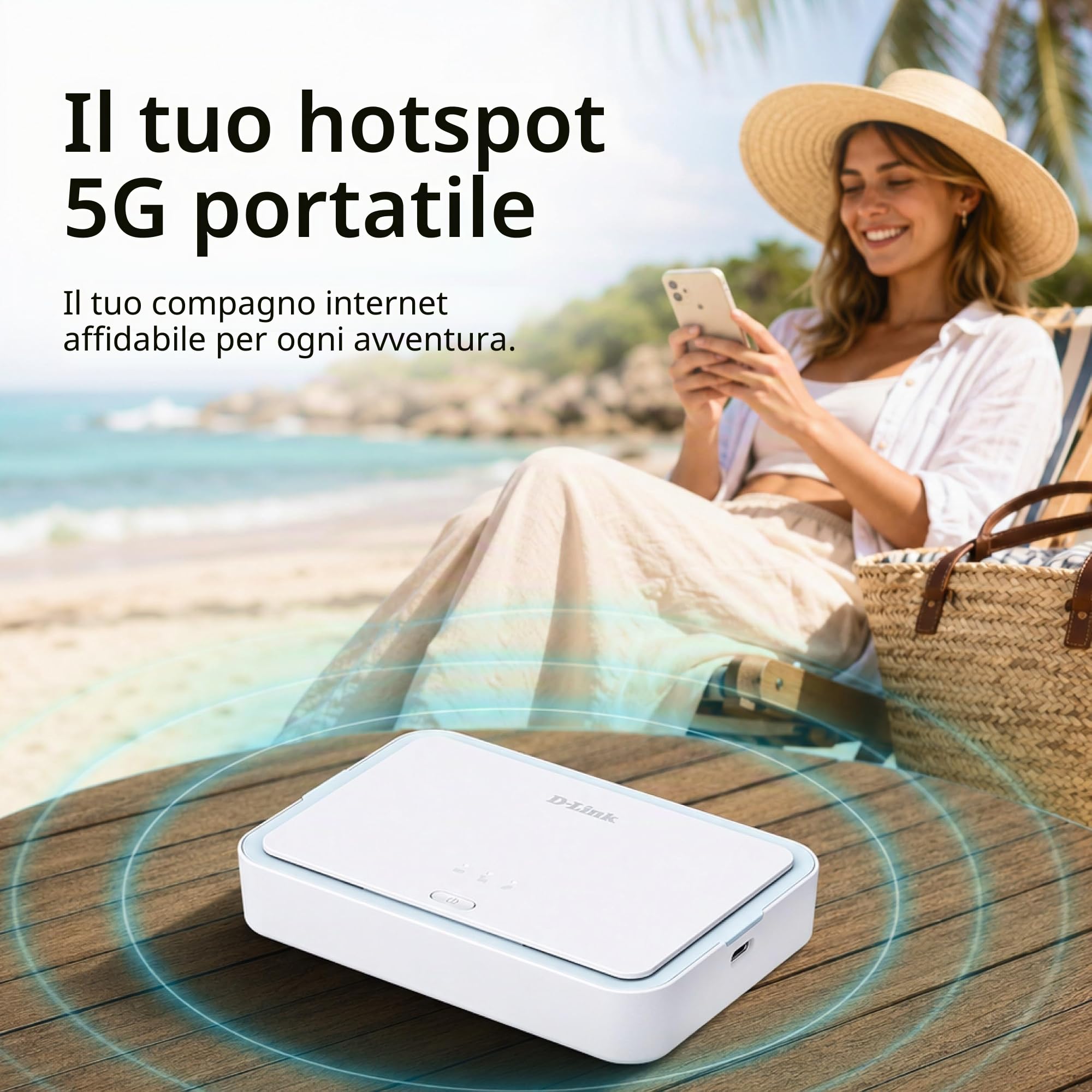 D-Link DBR-330-G Router Mobile 5G NR AX3000 Wi-Fi 6 (DBR-330-G) – Fino a 4,67 Gbps, AX3000 Dual Band, Batteria 5260 mAh, 32 Dispositivi, MicroSD, USB-C, Hotspot 5G Portatile