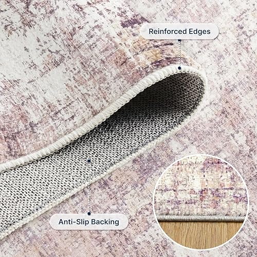 Miniatura 19 de Alfombra de área lavable de 5 x 7 pies para sala de estar, alfombra grande abstracta para comedor, dormitorio, alfombra antideslizante de 5 x 7