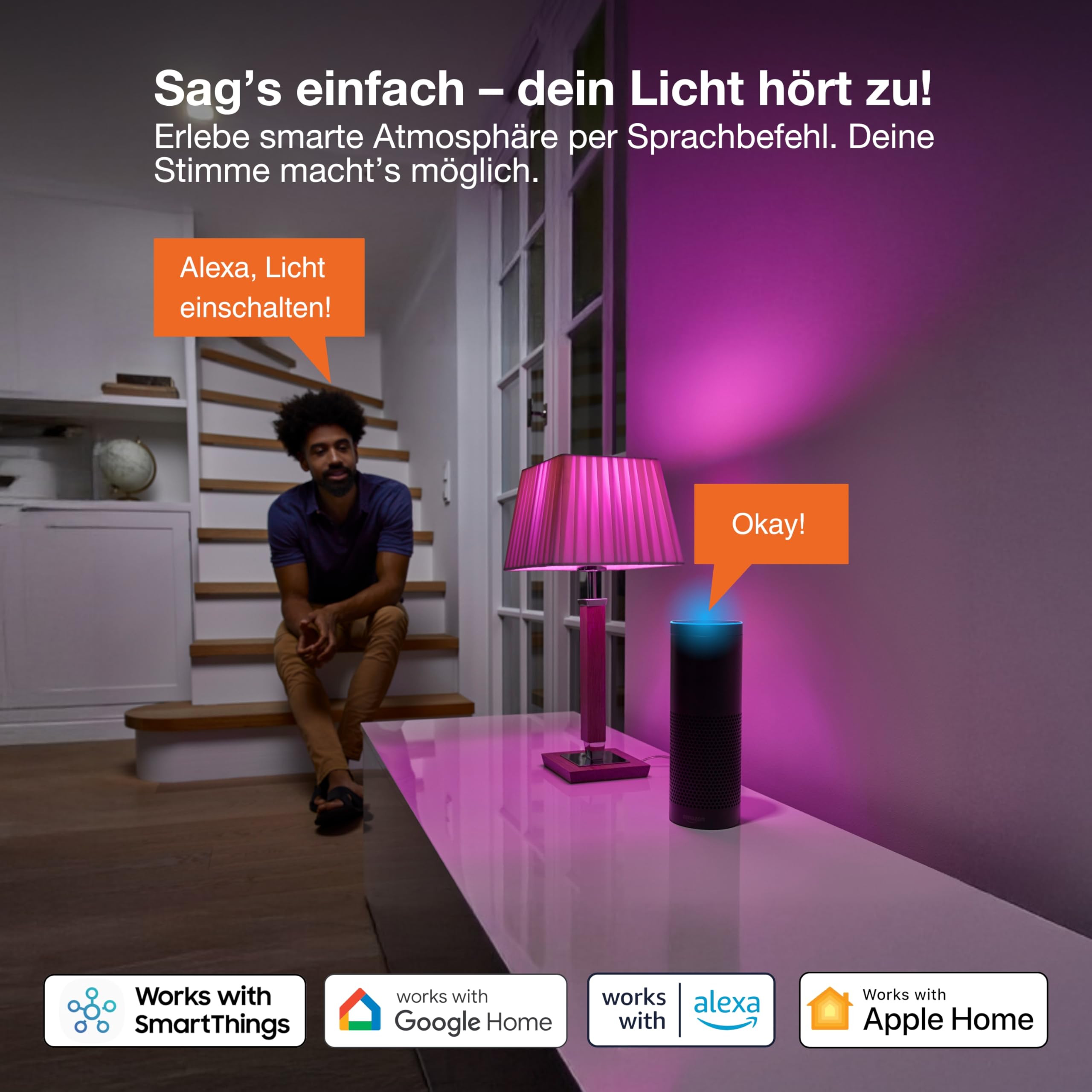 LEDVANCE SMART+ MATTER LED-Lampe, kompatibel mit Google, Alexa, Apple, Weißglas, 4,8W, 470lm, E27, Farblicht & Weißlicht, App- oder Sprachsteuerung, bis zu 15.000 Std. Lebensdauer, single pack