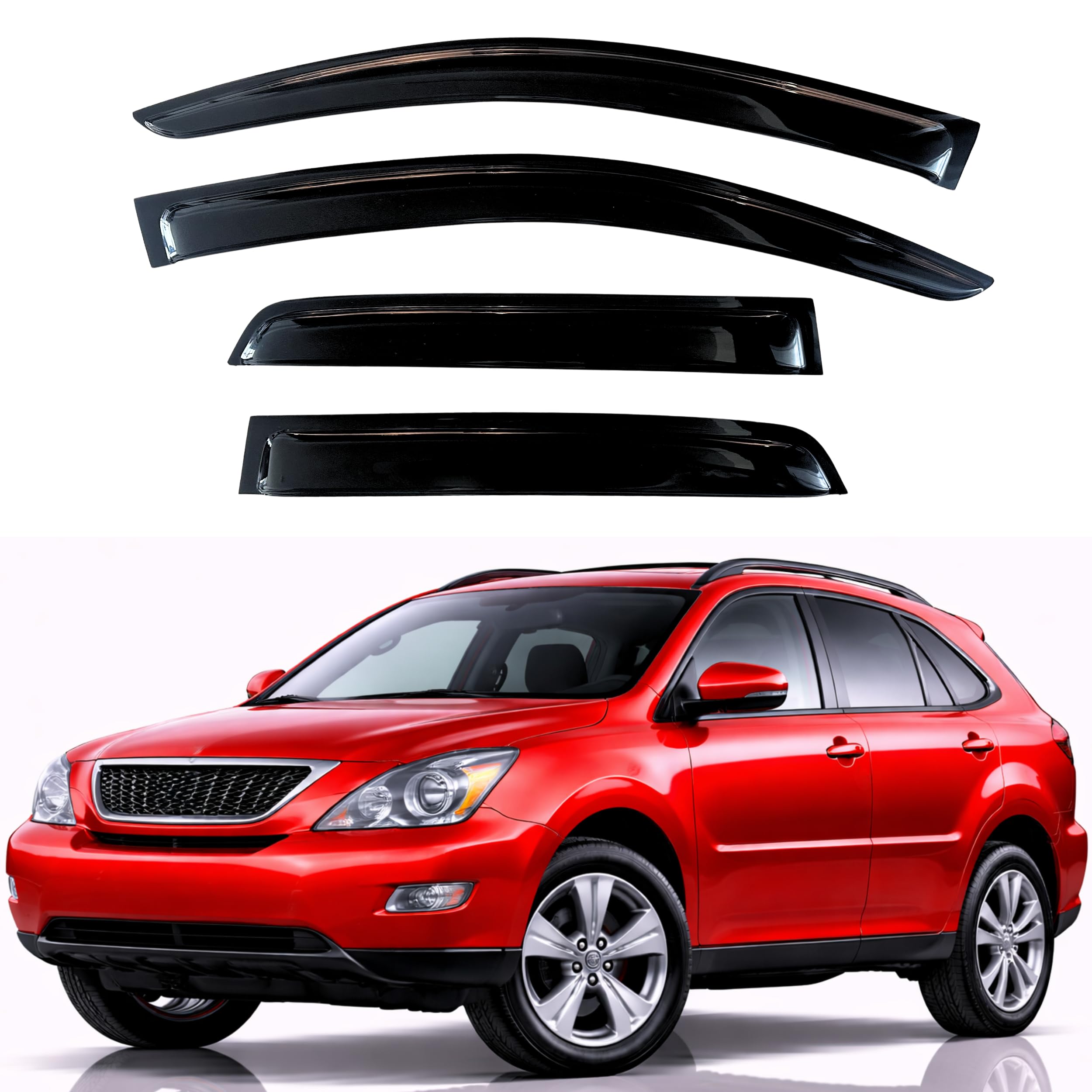 KPY Rain Guards Fit for 2004-2009 Lexus RX330 RX350 RX400h, Out-Channel Window Visors Vent Wind Deflectors 4PC, Car Accessories for 04-09 Lexus RX Series