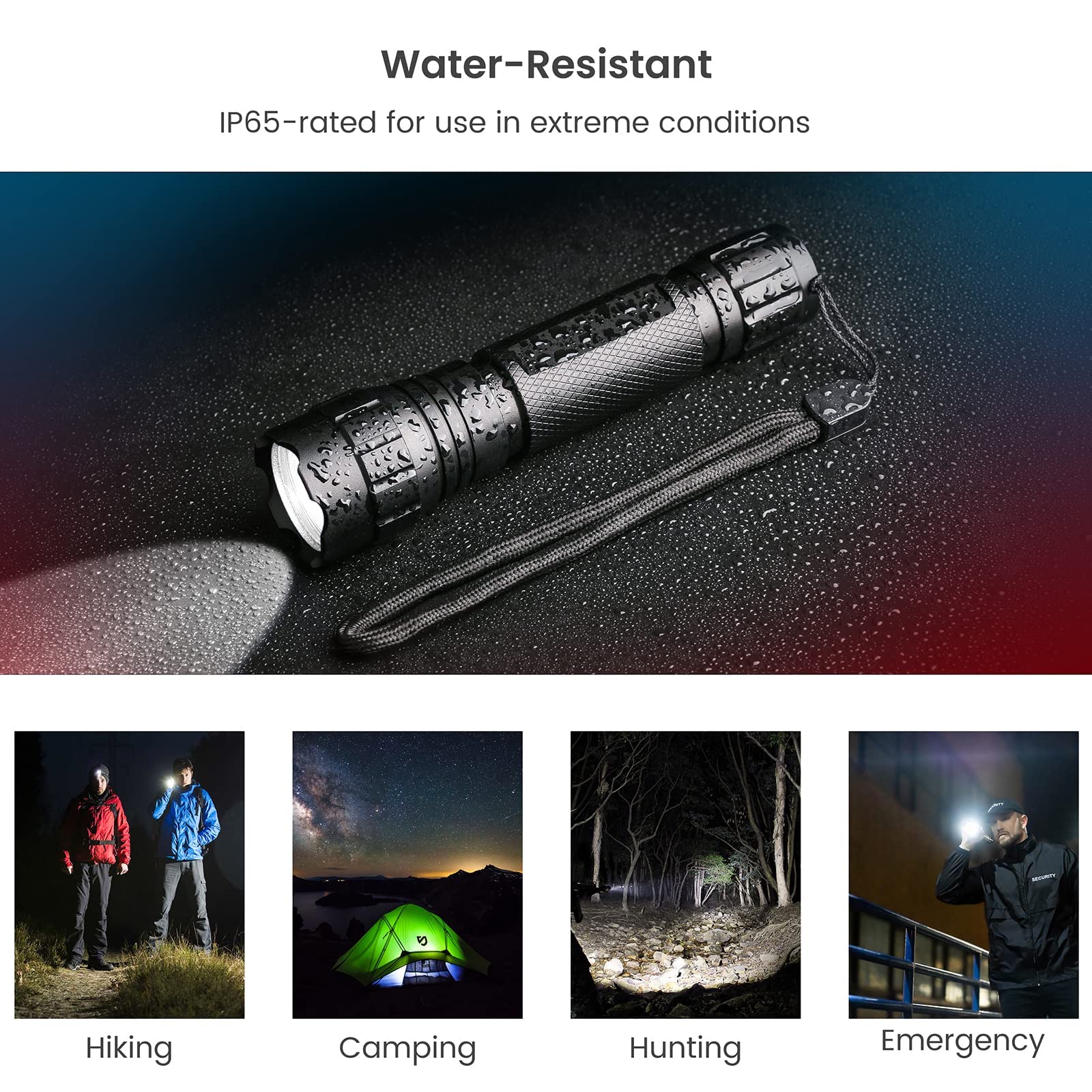 Feyachi FL14 LED Torches 1200 Lumen Matte Black Tactical Flashlight Torch with Flashlight Mount and Pressure Switch Included - Image 3