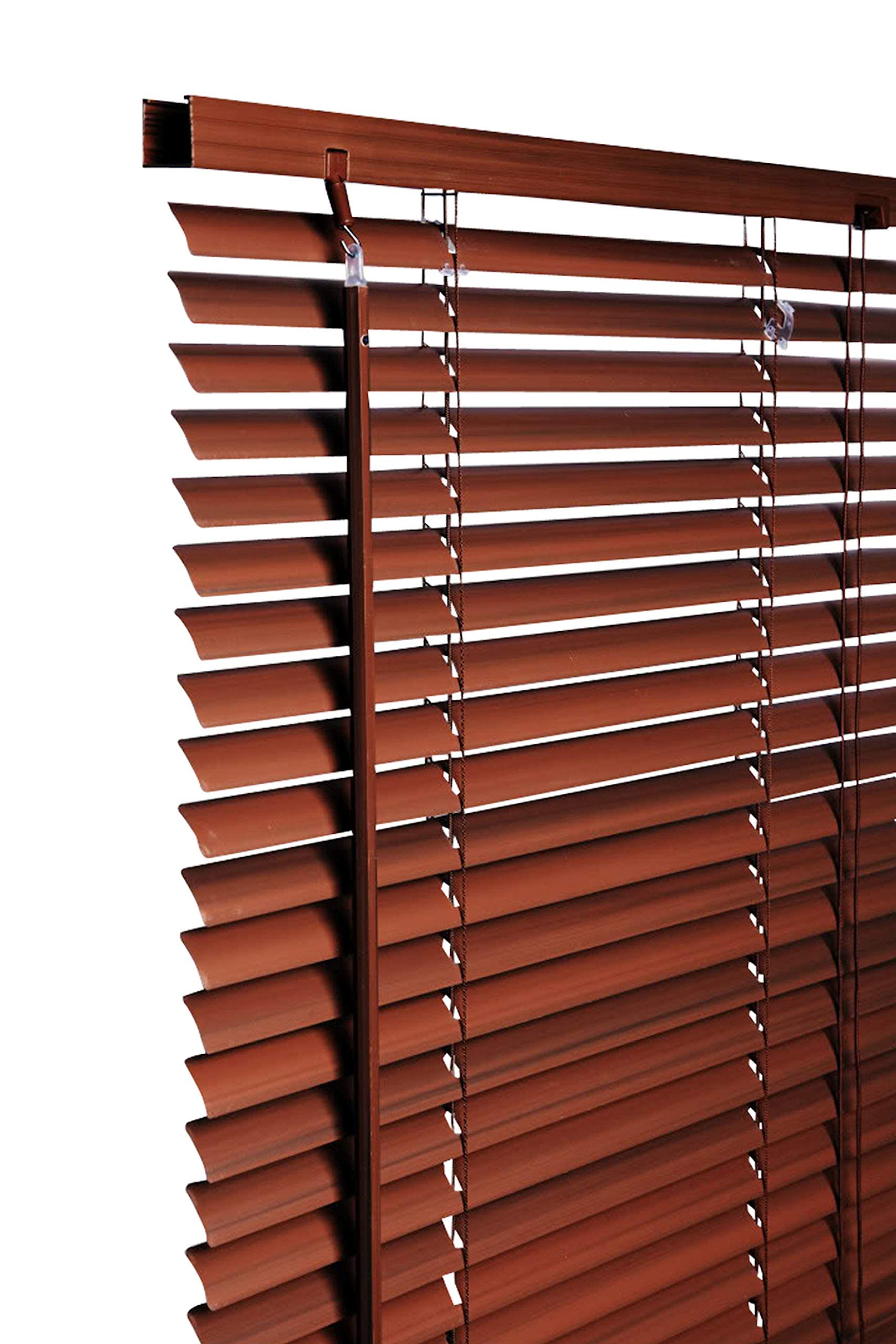 PVC Venetian Blind Blinds Easy Fit Curtains Trimmable Fittings Windows Treatment Shutters Twist Open Close Pay only 1 Flat shipping £3.99 for multiple buying (Walnut 45 W x 150 L)
