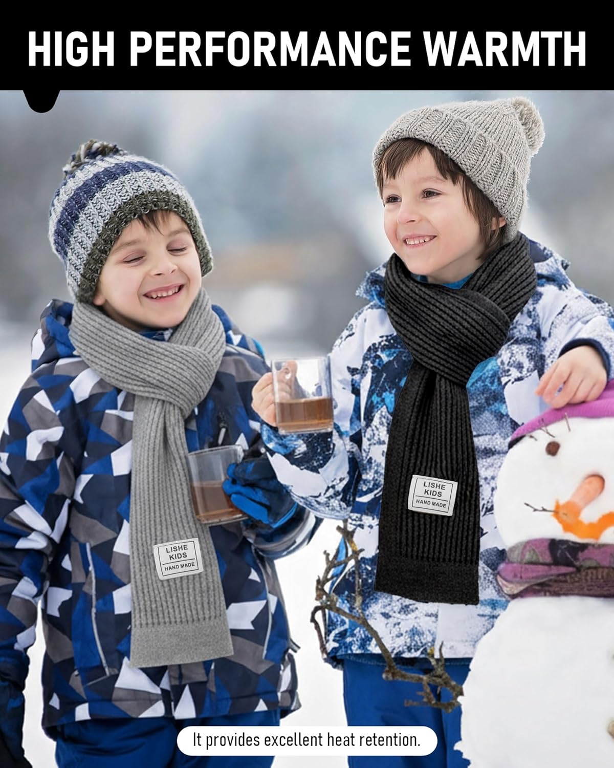 2 Pcs Warm Kids Winter Knit Scarves Toddler Scarf Classic Child Warm Scarf Neck Warmer for Toddlers Boys Girls - Image 5